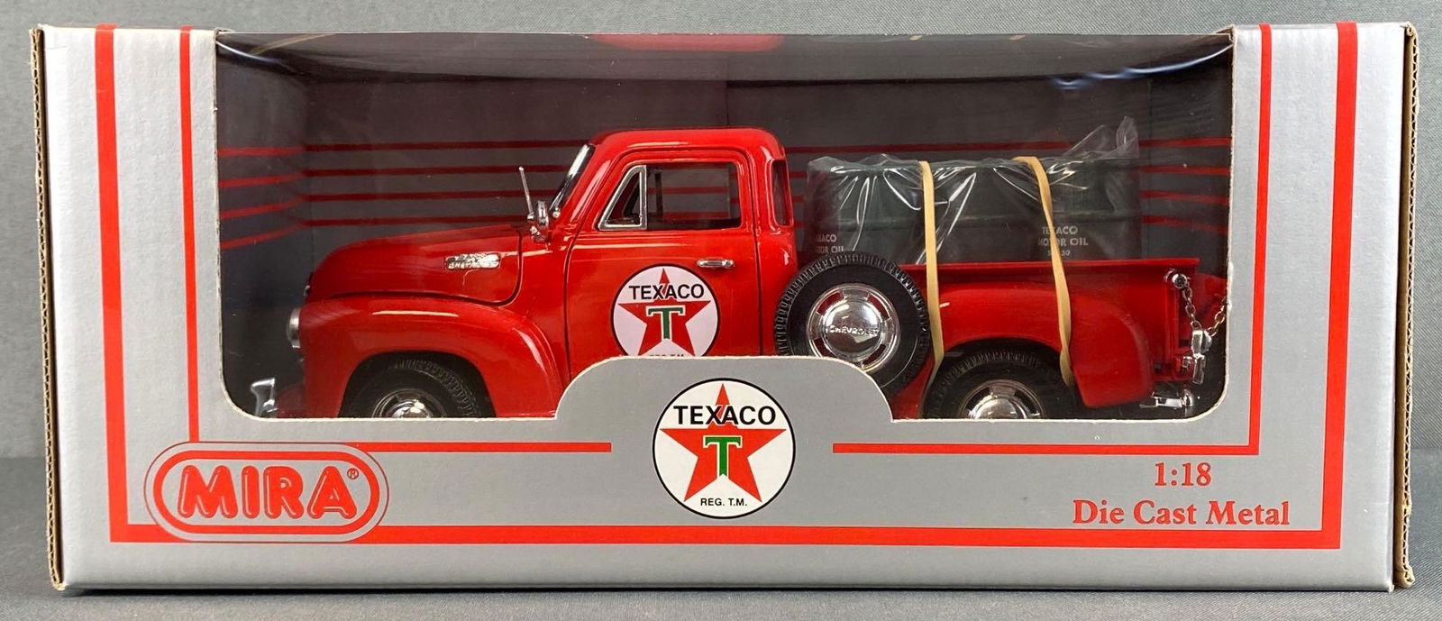 Mira 1953 Chevrolet Pick-Up Texaco Die-Cast Vehicle: 1/18 scale, box measures 5 x 11 3/4 x 7in.