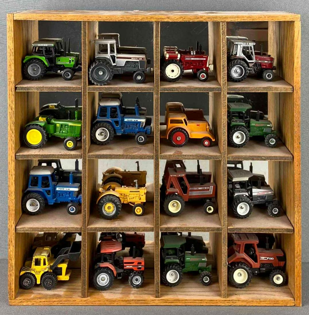Group of 16 Die Cast Tractors: includes white 185, ford tw-20, fiat f110, 6690 agco allis, massey Ferguson 3070, and more