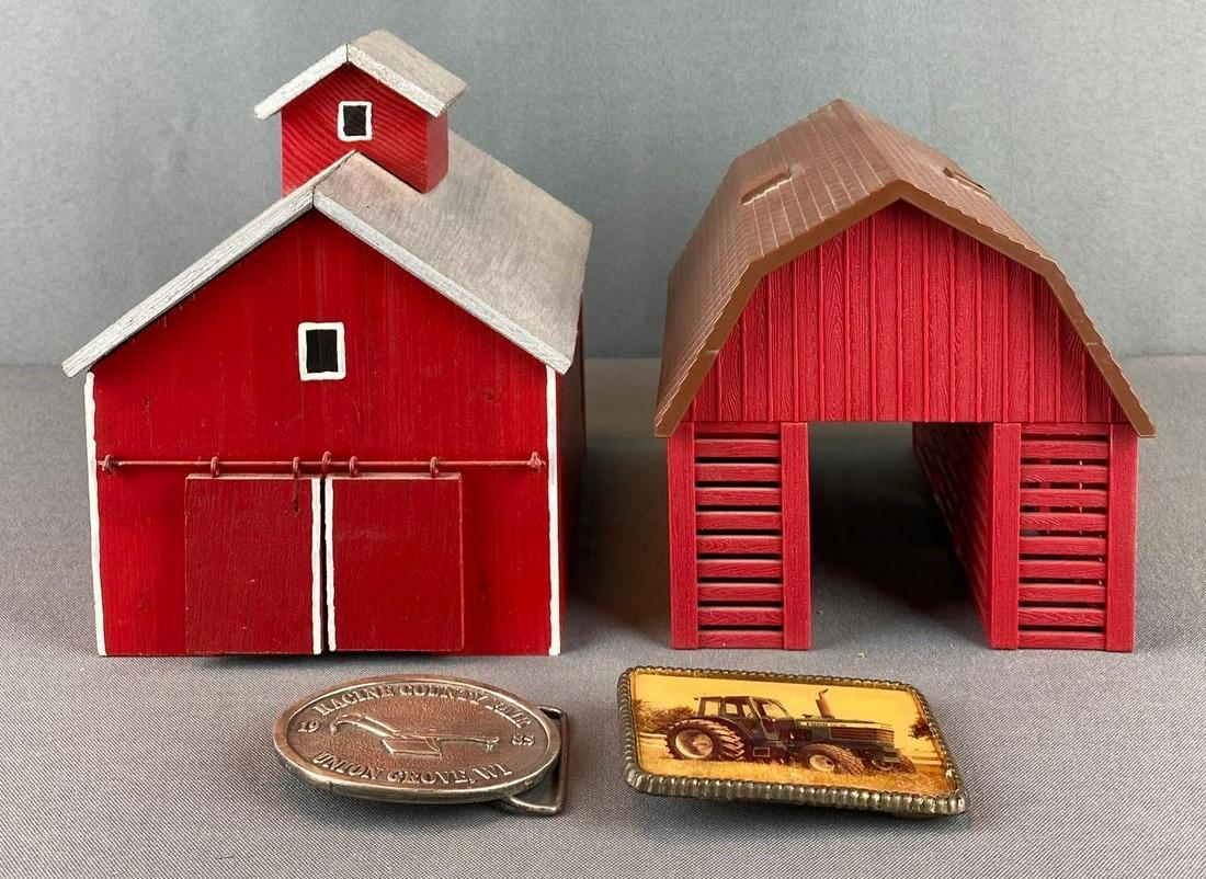 Group of Toy Farm Buildings and Belt Buckles (1 of 7)