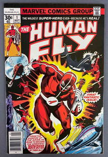 Marvel Comics The Human Fly No. 1: Origin of The Human Fly (Richard Deacon), Spider-Man Appearance. September 1977, Bronze Age. $0.30, bagged and boarded.