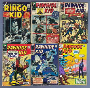 Group of 6 Atlas and Marvel Comic Books: Includes Atlas Ringo Kid and Marvel Comics Rawhide Kid No. 35, 55, 65, 66, 91. February 1957 - September 1971. Bronze Age. $0.10 - $0.15, bagged and boarded.
