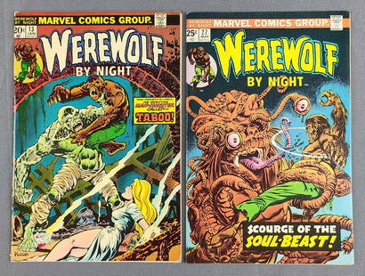 Group of 2 Marvel Comics Werewolf By Night Comic Books: No. 13, 27. Jan, March 1975, Bronze Age, $.20-.25. Bagged and boarded.