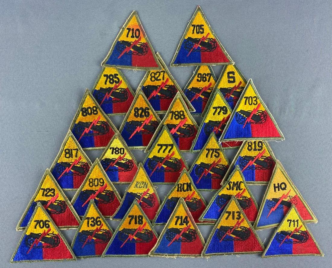Group of 28 US Military Armor Patches: Largest is 4 x 4 inches.