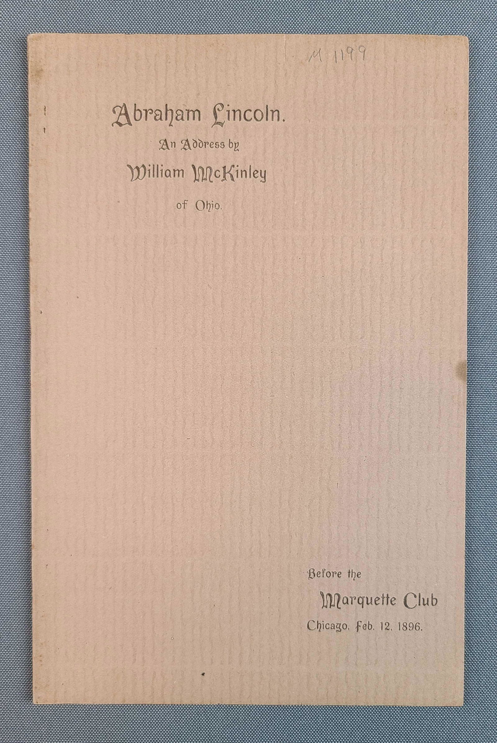 Abraham Lincoln An Address by William McKinley (1 of 2)
