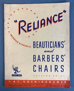 Reliance Beauticians and Barbers Chairs Catalog: 1941, F. and F. Koenigkramer, Cincinnati, OH.