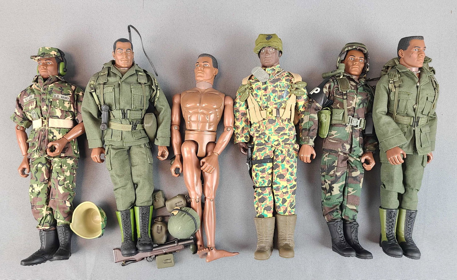 Group of 6 GI Joe Military Action Figures: 12 inches tall, Hasbro