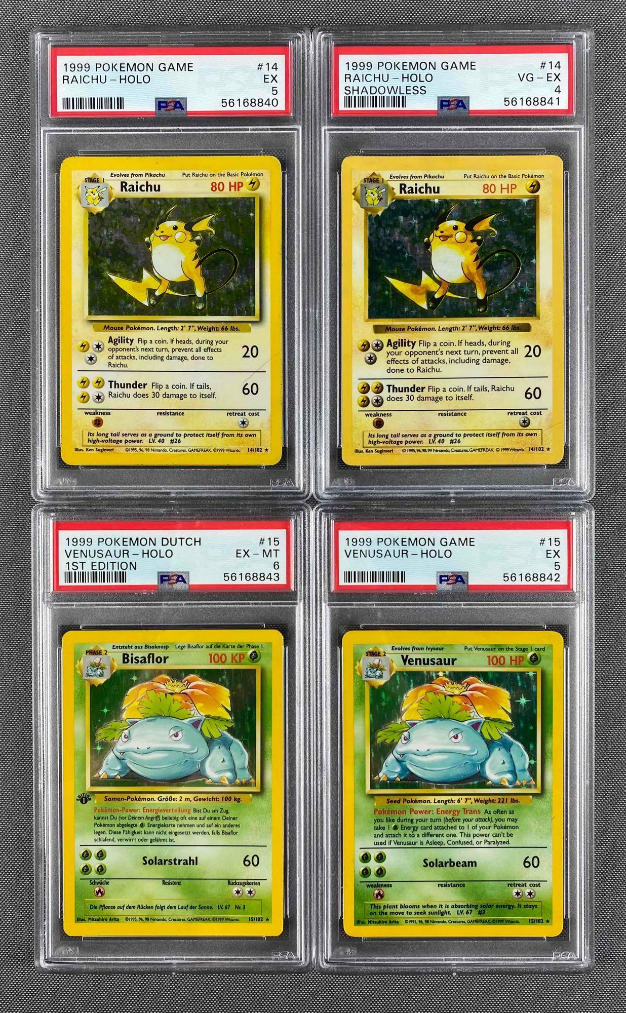 Group of 4 PSA Graded 1999 Pokemon Base Set Holo Cards (1 of 2)