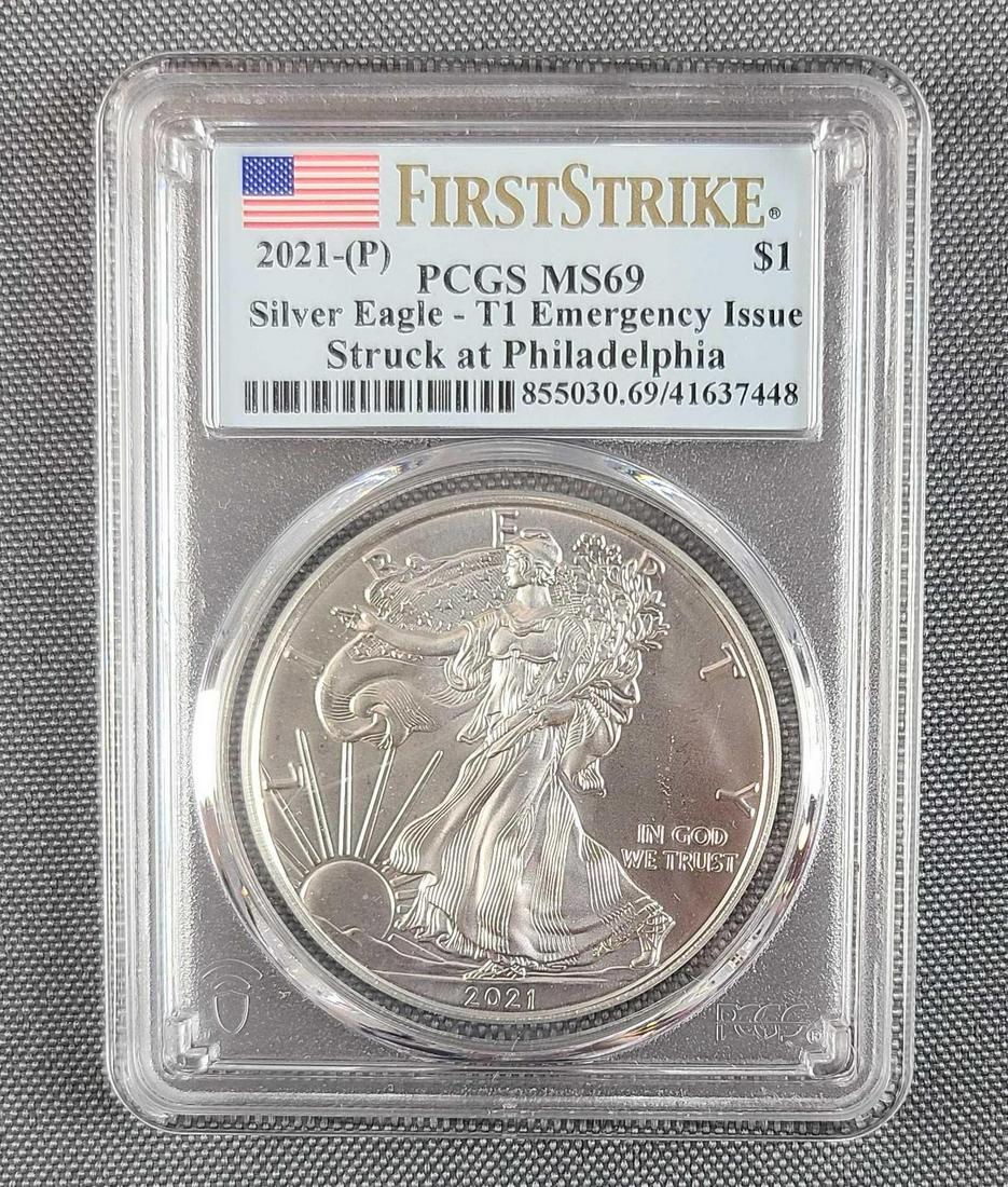 2021-P US American Silver Eagle PCGS MS69 .999 fine silver (1 of 2)