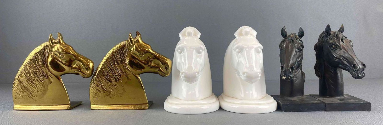Group of 3 Horse Head Bookends (1 of 4)