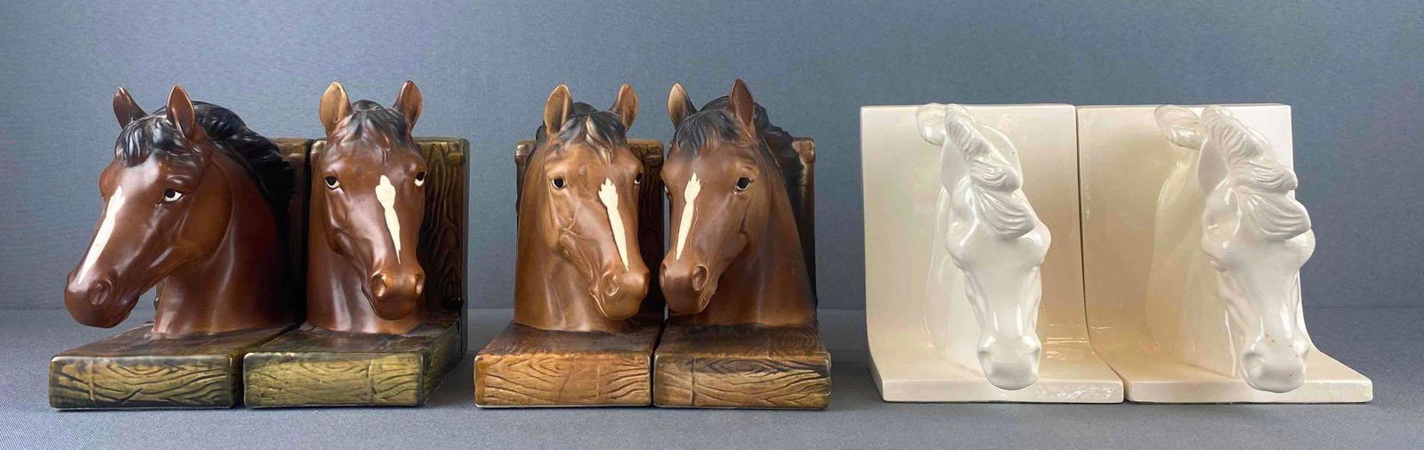 Group of 3 Horse Head Bookends (1 of 6)