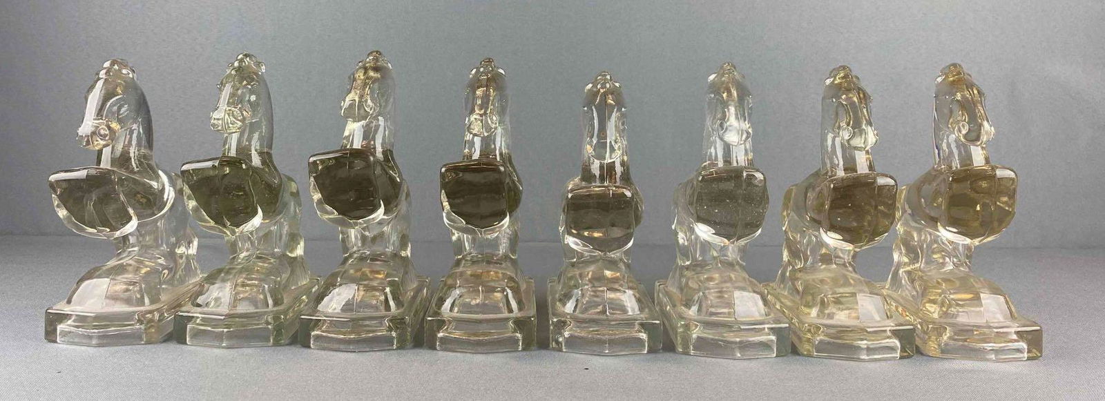 Group of 8 Glass LE Smith Rearing Horse Bookends (1 of 7)