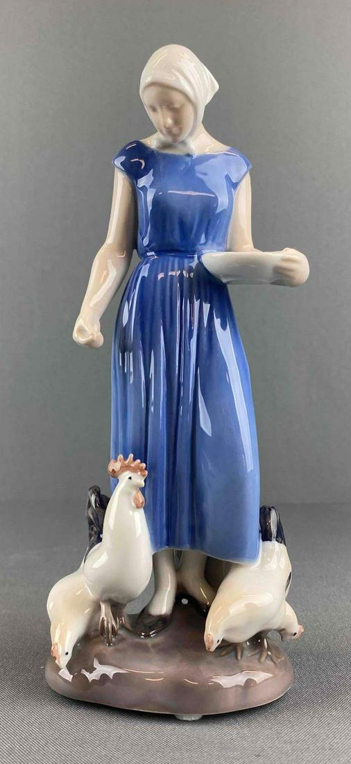 Bing and Grondahl Women Feeding Chickens Porcelain Figurine (1 of 5)