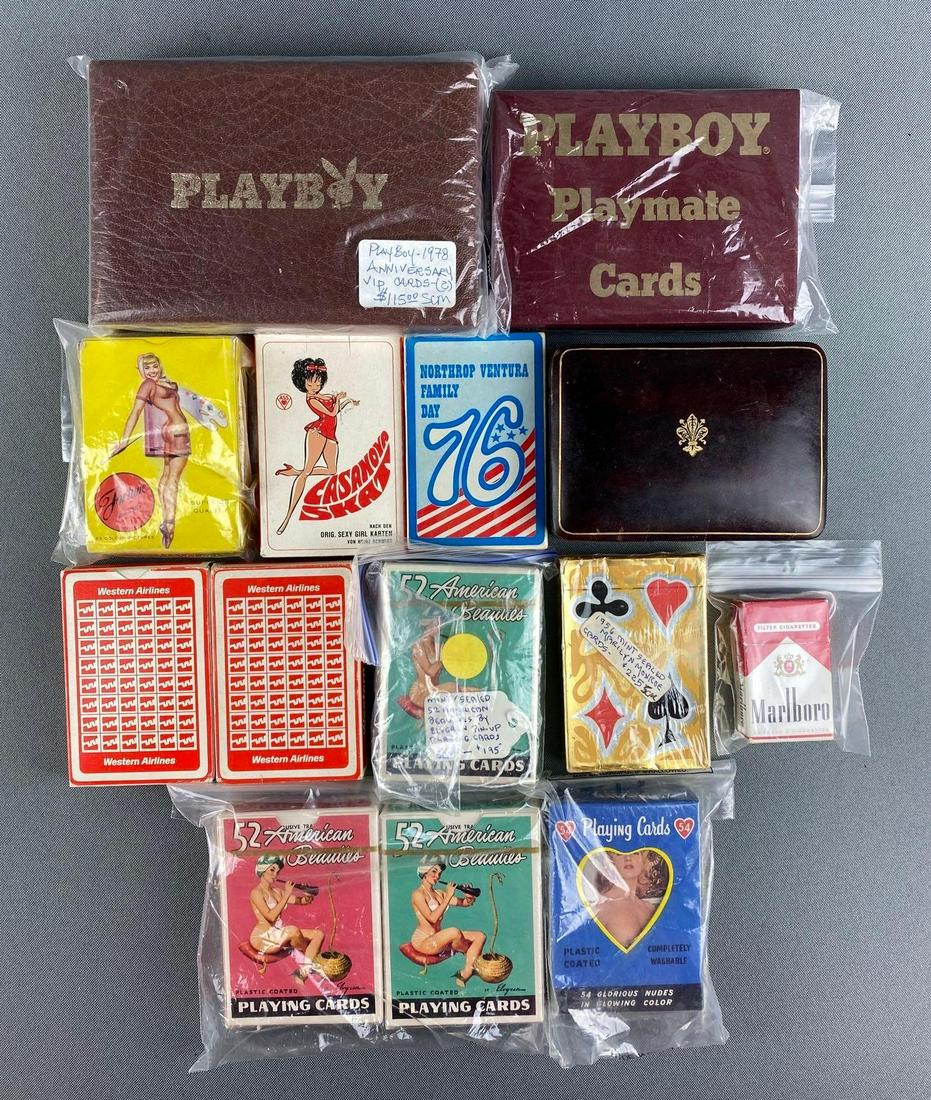 Group of Playing Cards: includes playboy, airlines, American beauties, erotic, and more