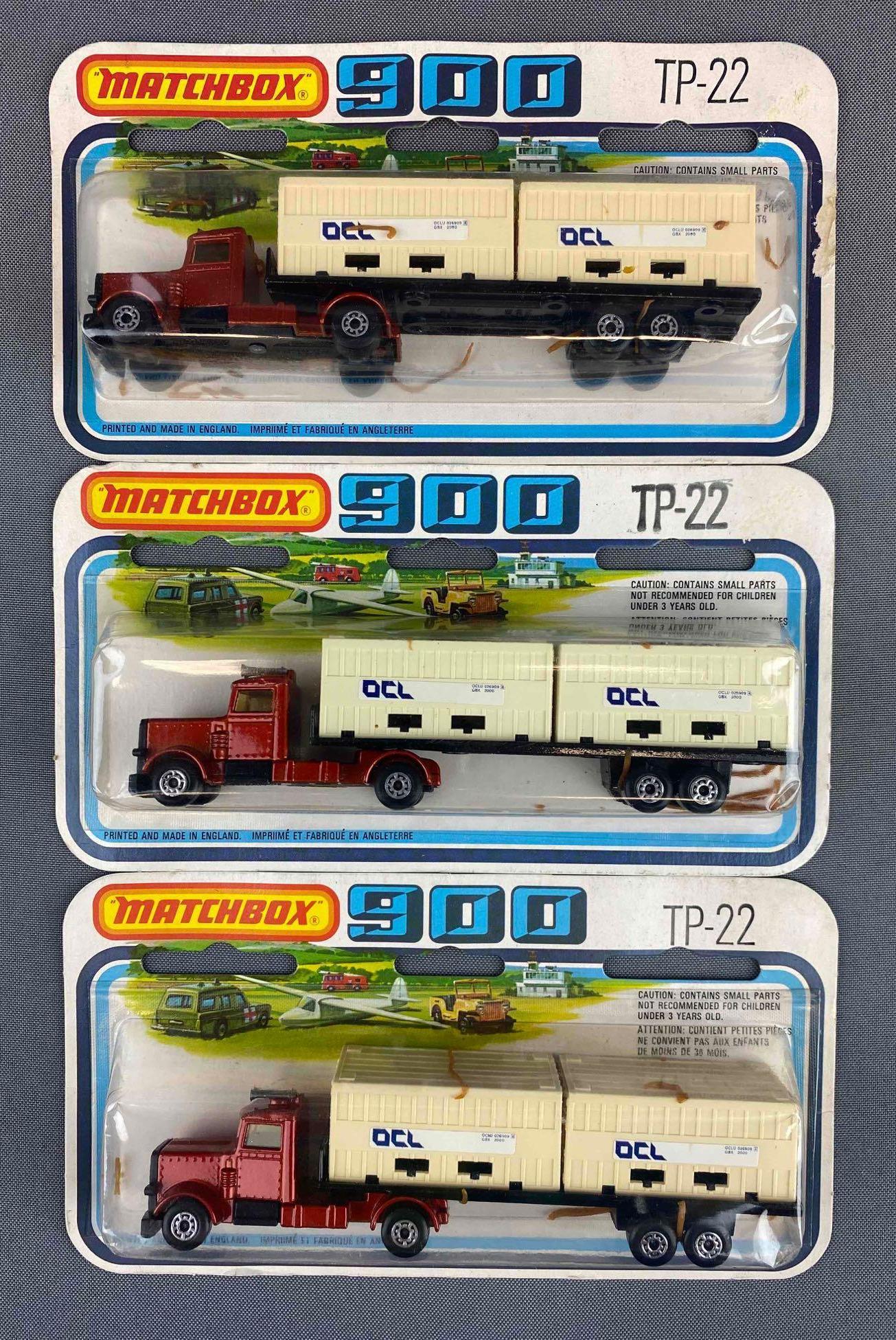 Group of 3 Matchbox 900 TP-22: 1978. New in original packaging.