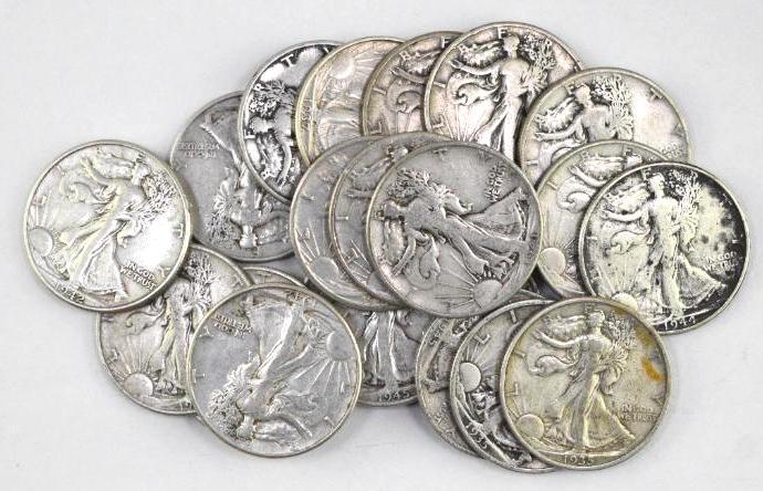 Group of (20) Walking Liberty Silver Half Dollars (1 of 1)