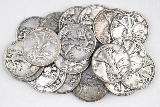 Group of (20) Walking Liberty Silver Half Dollars (1 of 1)