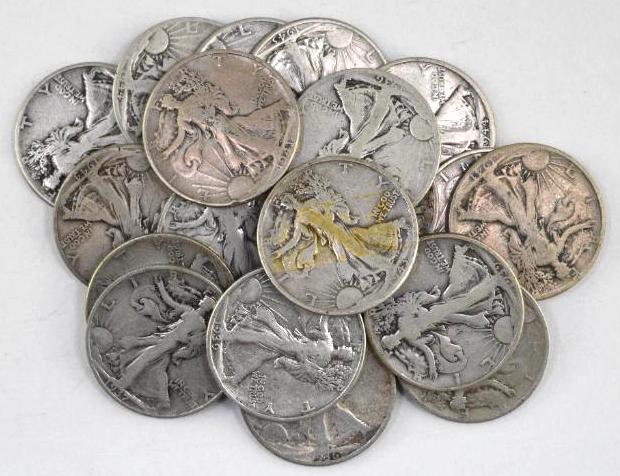 Group of (20) Walking Liberty Silver Half Dollars (1 of 1)