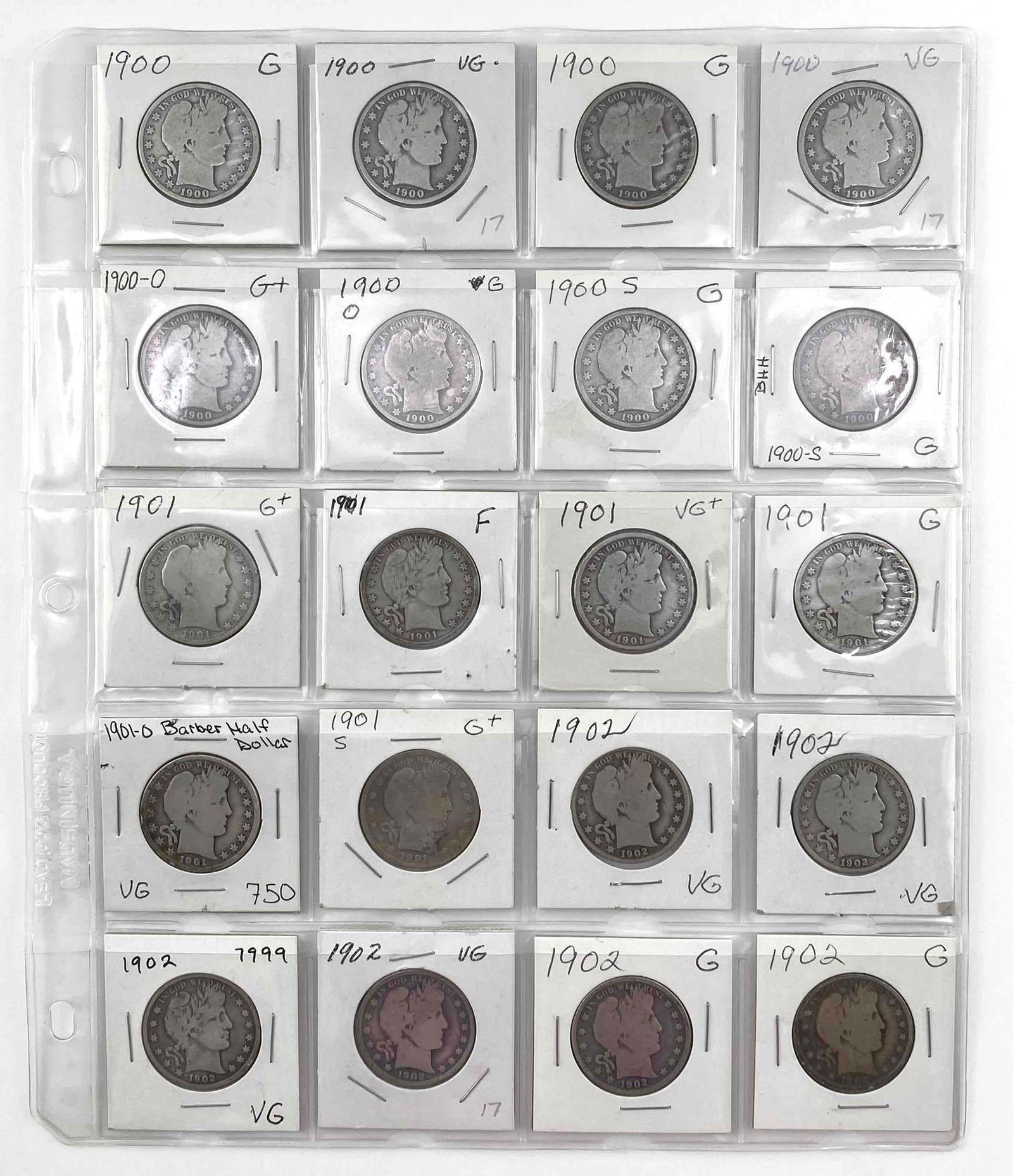 Group of 20 Barber Silver Half Dollars (1 of 2)