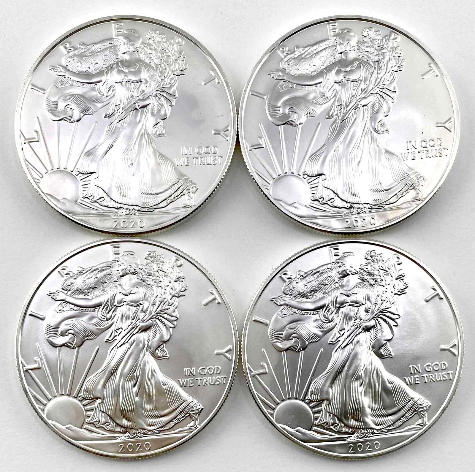 Group of 4 2020 US Mint American Silver Eagle 1 oz .999 fine silver rounds (1 of 2)
