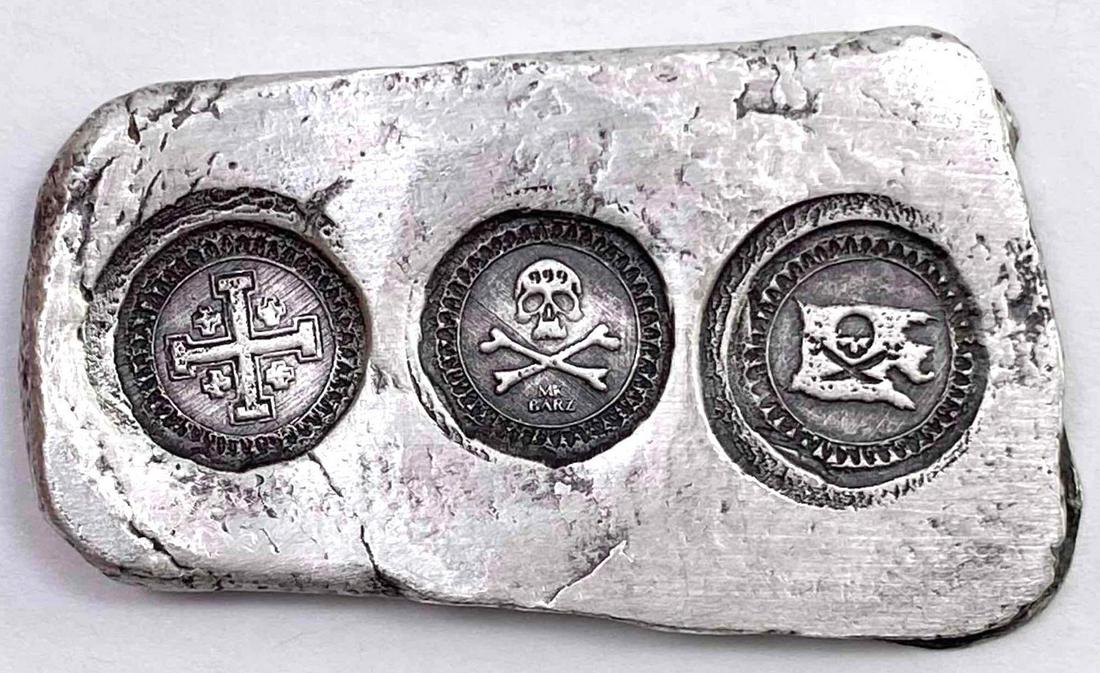 1 Troy Oz. MK BarZ "Treasure Bar" .999 Fine Silver Hand Poured (1 of 2)