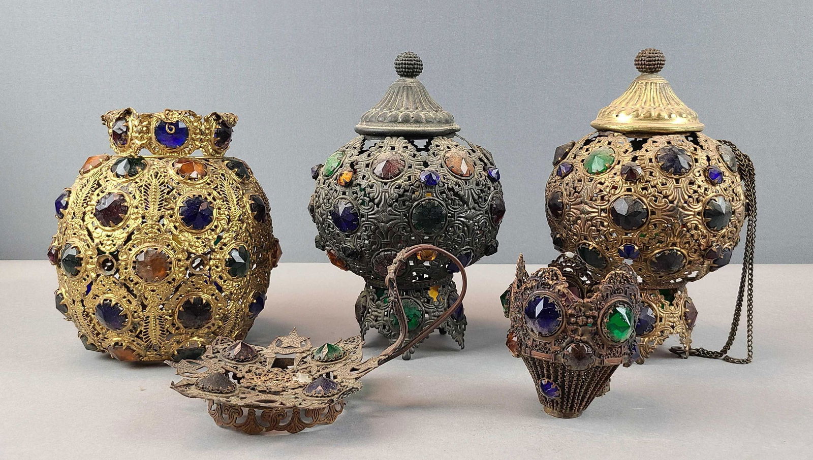 Group of 5 Moroccan Jeweled Lantern Pieces (1 of 7)