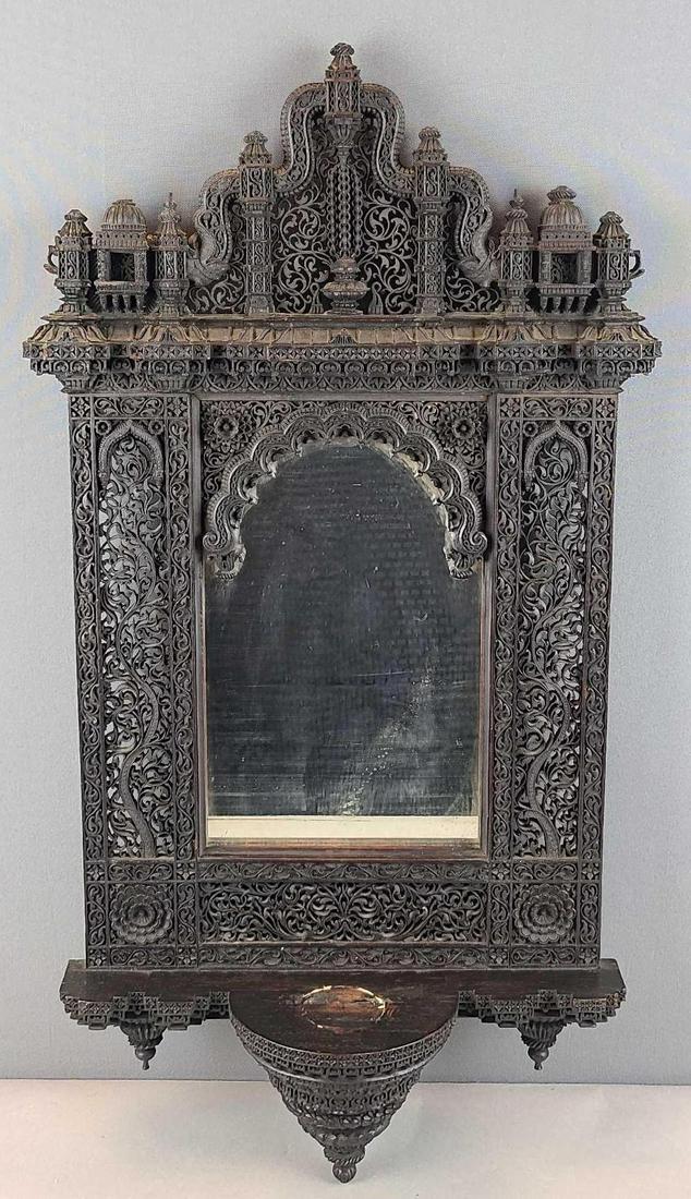 Antique Ornate Hand Carved Mirror: 28 x 14 inches