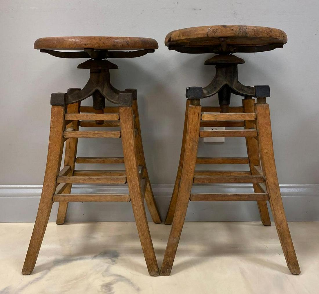 2 Vintage Wood Stools (1 of 3)