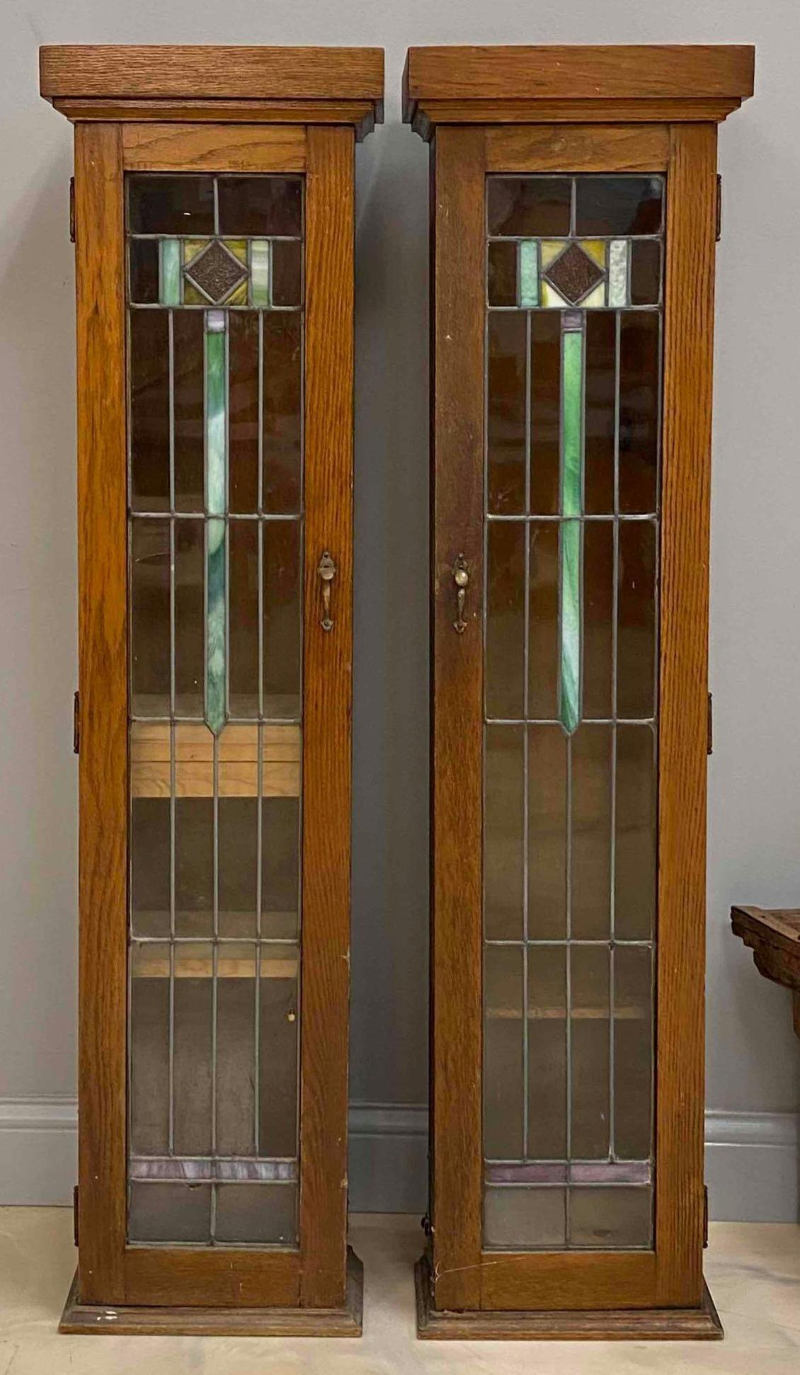 Pair of Stained and Clear Glass Display Cases (1 of 7)