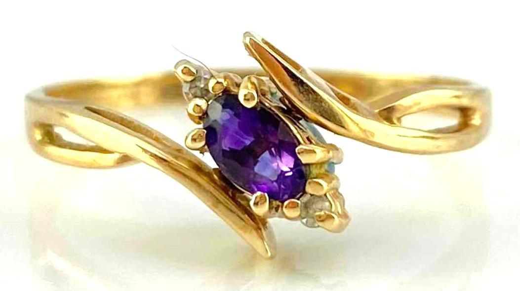 10K Gold Amethyst, Topaz and Diamond Interchangeable Ring (1 of 6)