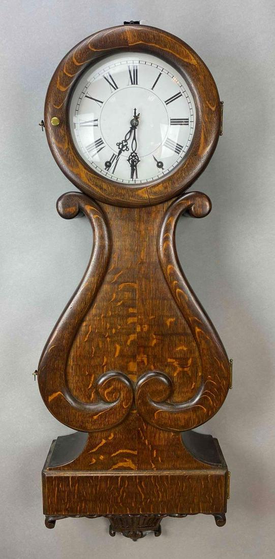 Antique Oak Hanging Wall Clock (1 of 4)