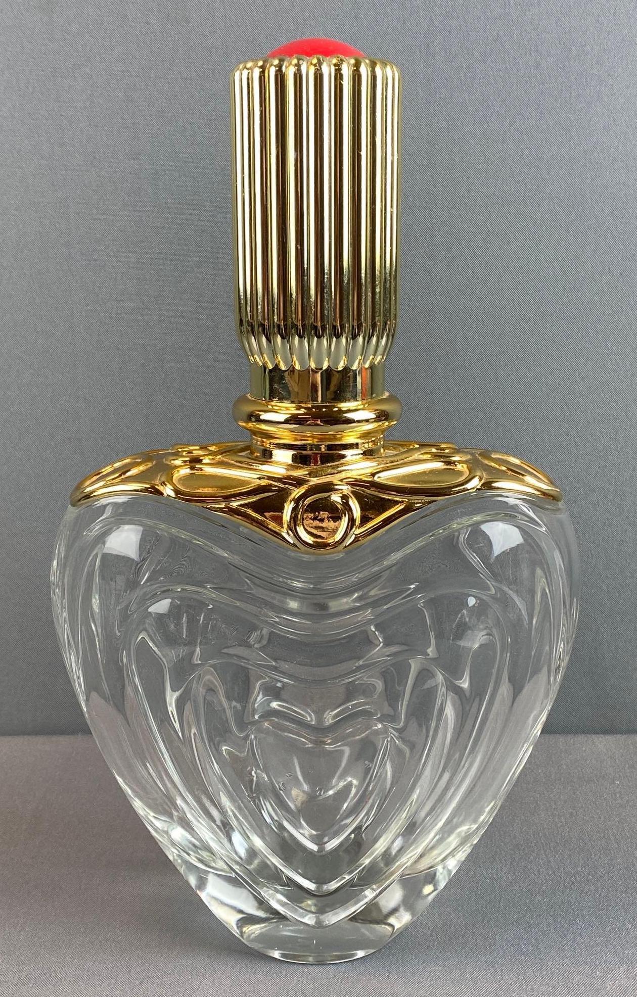 Escada Factise Salesman Perfume Display: Clear glass with plastic topper, measures 14 1/4 x 8 1/2 x 3 3/4in.