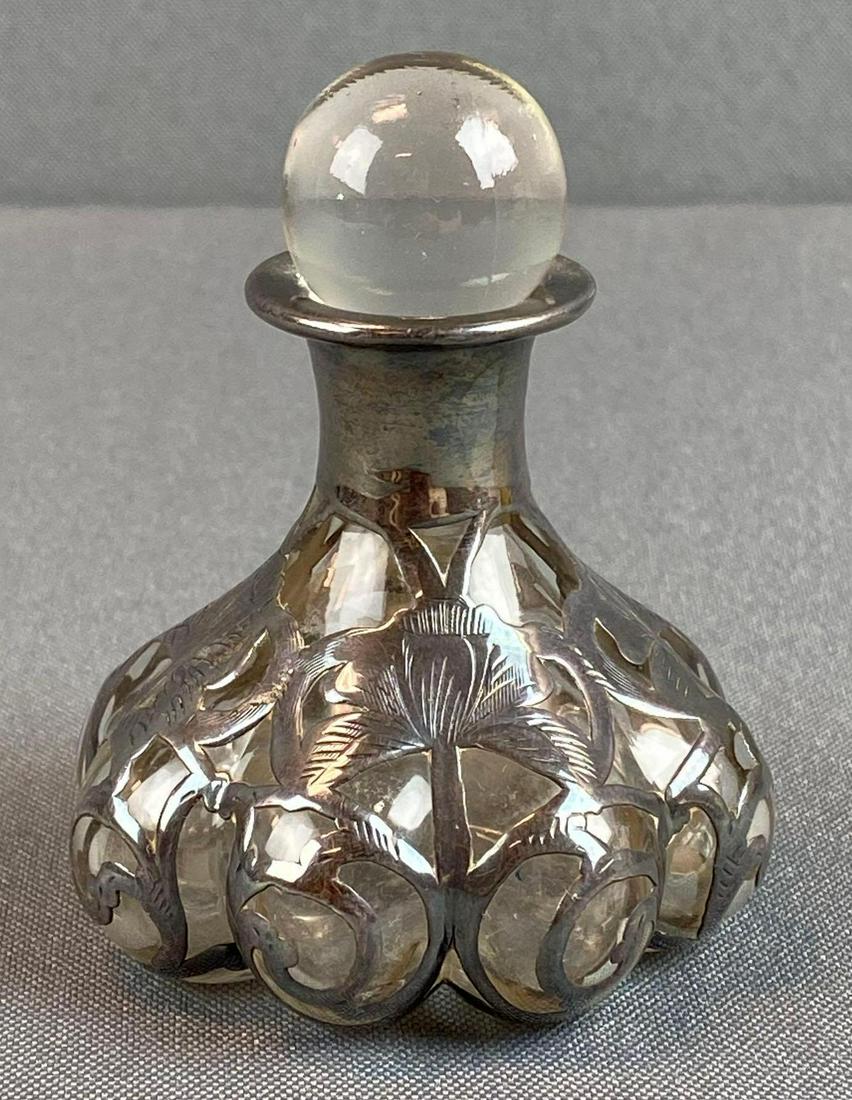Sterling Overlay Glass Perfume Bottle (1 of 5)