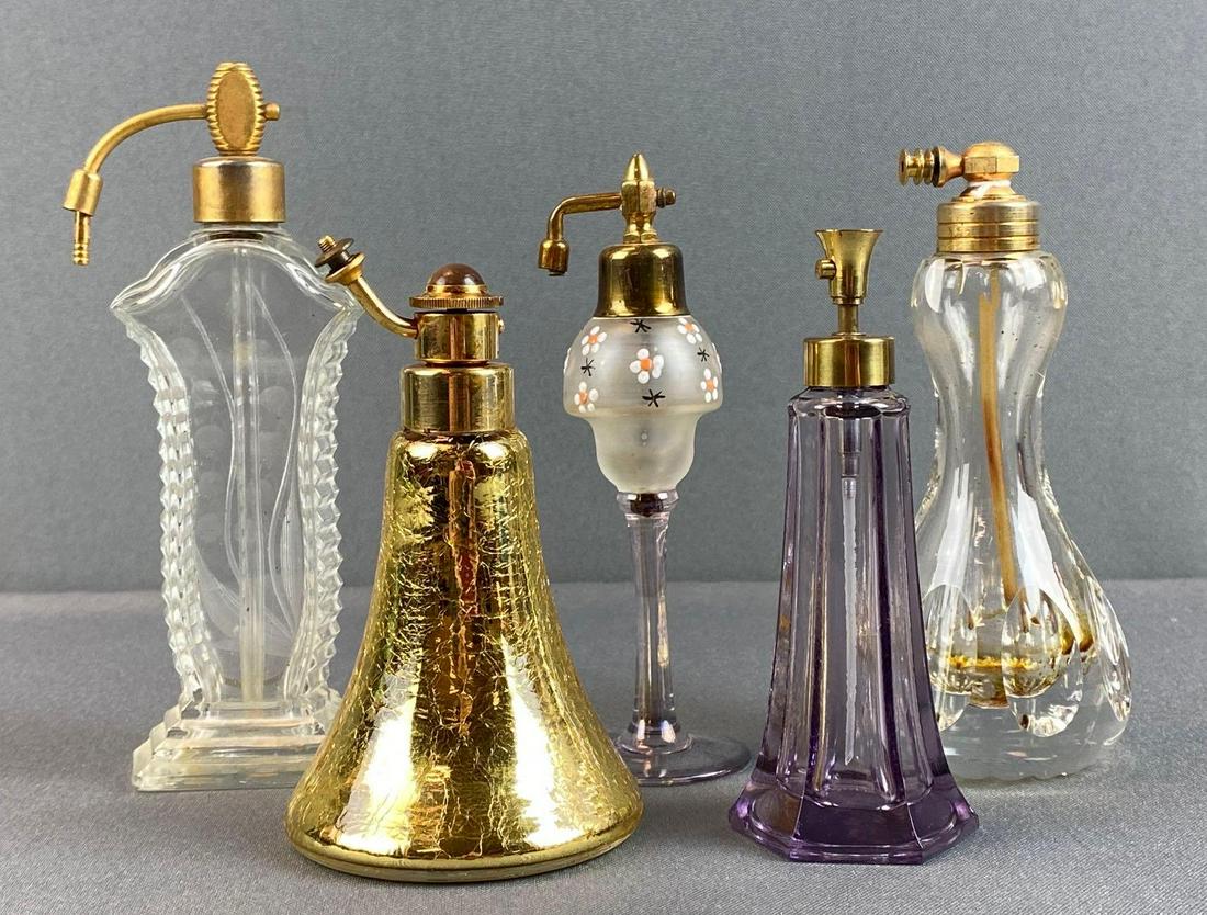 Group of 5 Assorted Glass Perfume Bottles (1 of 3)