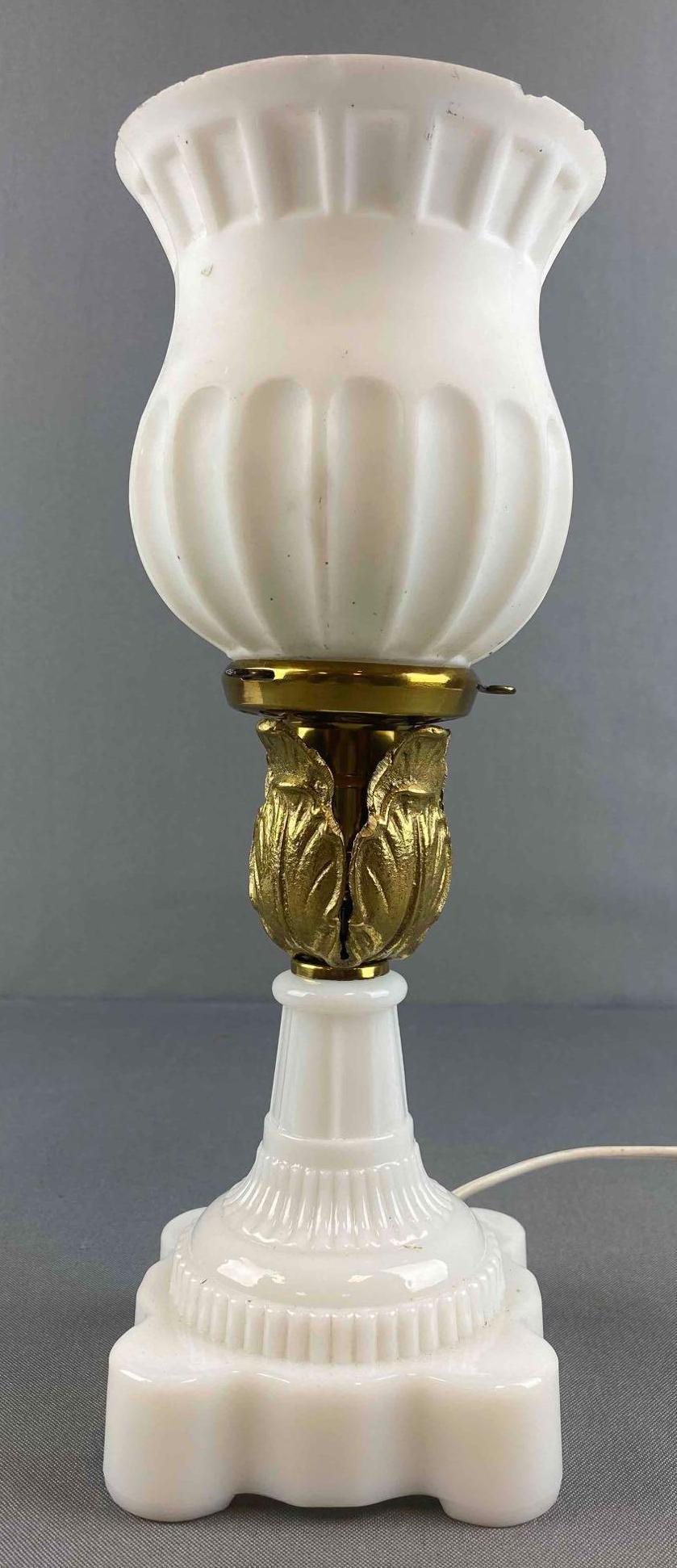 Milk Glass Table Lamp with Milk Glass Shade (1 of 8)