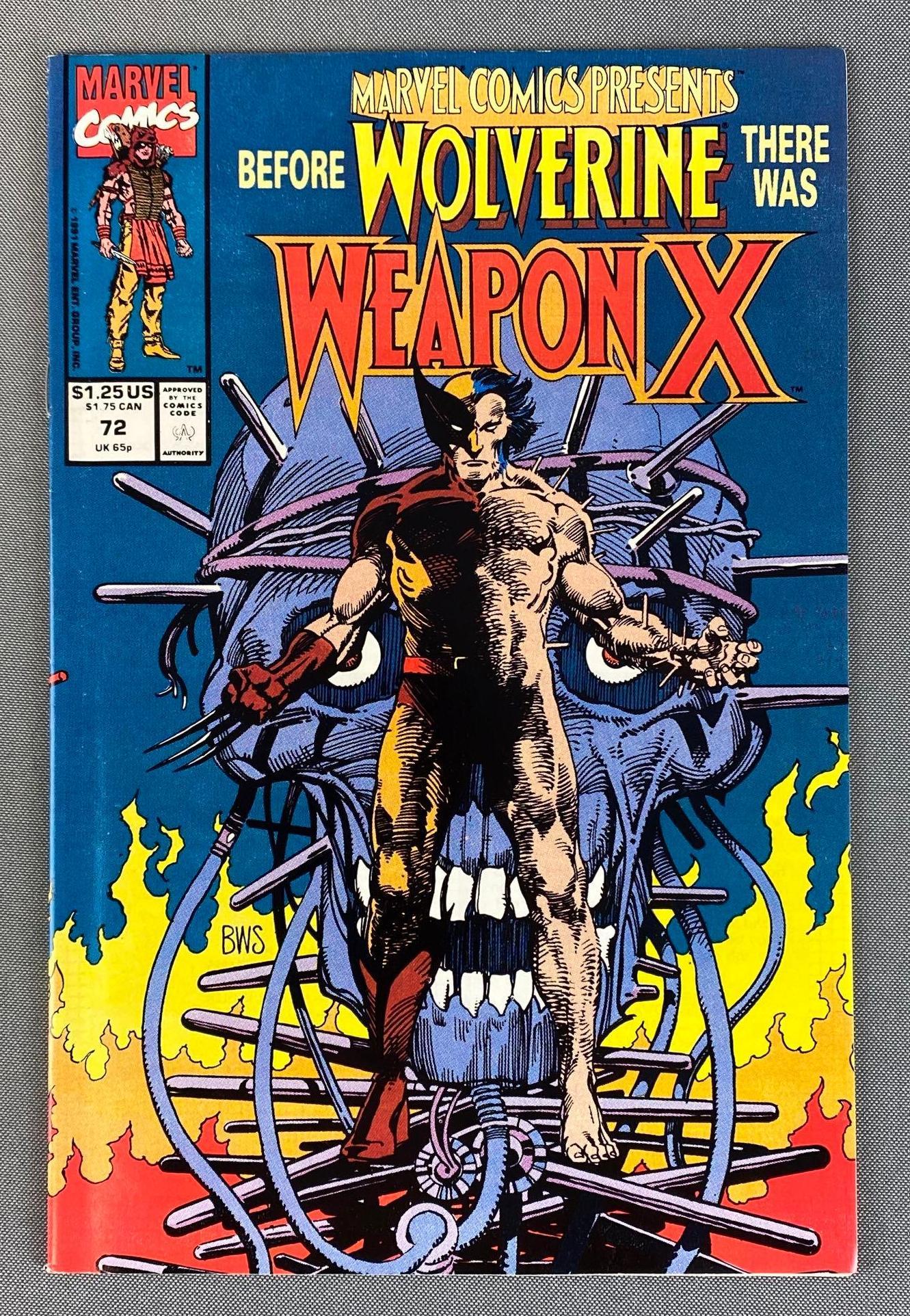 Marvel Comics Presents Weapon X No. 72: 1st Weapon X story. 1991, Modern Age, $1.25, bagged and boarded.