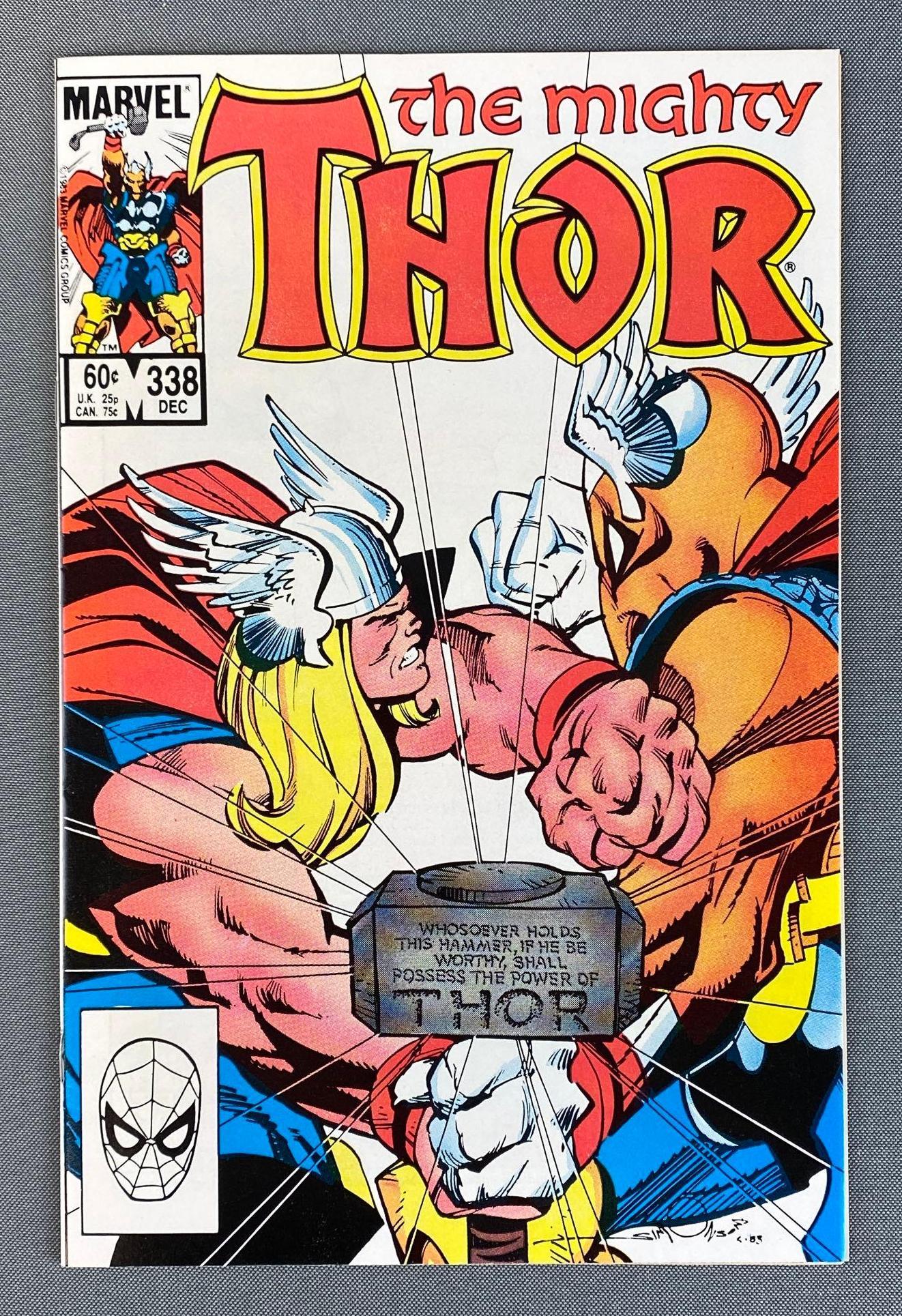 Marvel Comics The Mighty Thor No. 338: 2nd Appearance and Origin of Beta Ray Bill. Dec. 1983, Bronze Age, $.60, bagged and boarded.