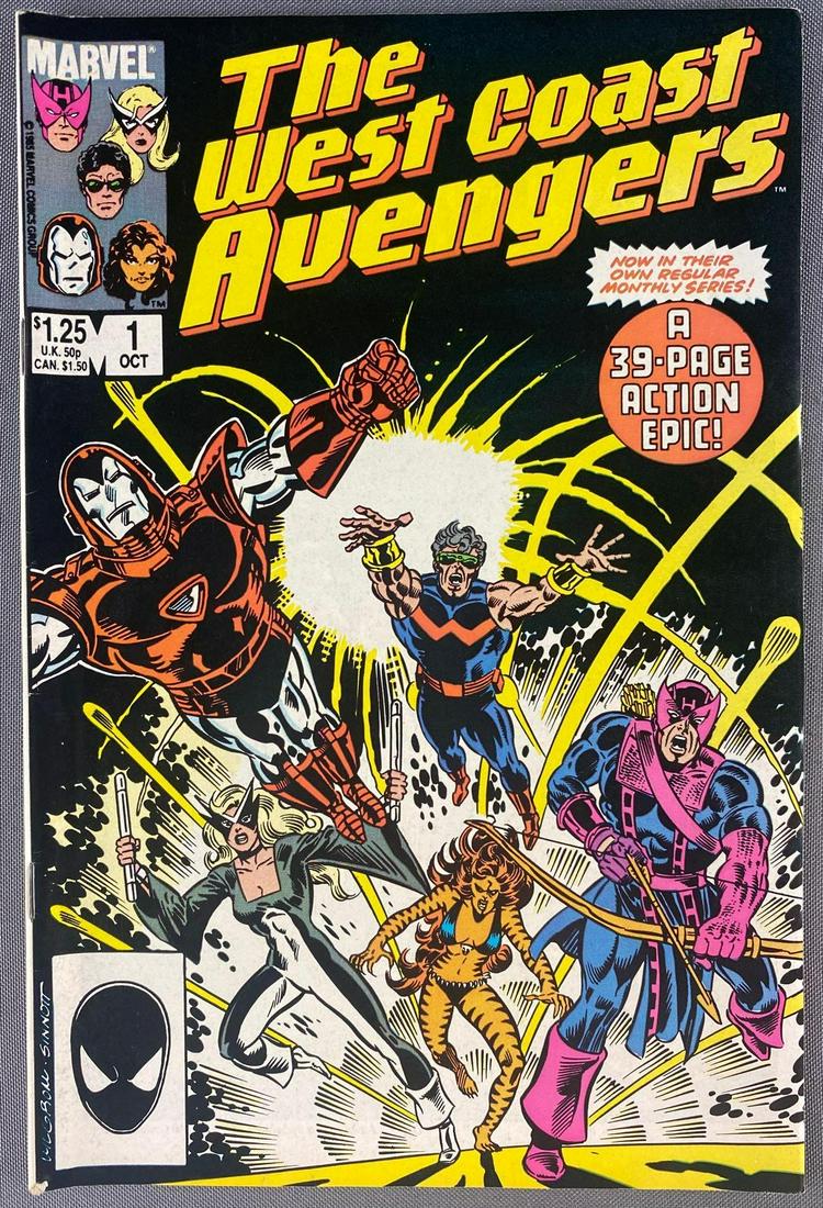 Marvel Comics West Coast Avengers No. 1 comic book: Lethal Legion Appearance, 1st Man-Ape (M'Baku) Appearance since Avengers #79, October 1985, Bronze Age, $1.25, bagged and boarded