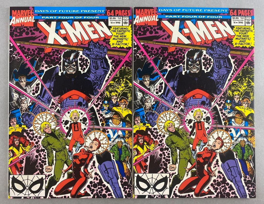 Marvel Comics X-Men Annual No. 14: 1st Cameo Appearance of Gambit (Remy LeBeau). Days of Future Present part 4 of 4, 1990, Modern Age, $2.00, bagged and boarded
