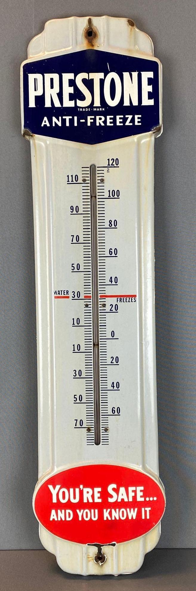 Prestone Anti-Freeze Advertising Porcelain  Thermometer (1 of 4)