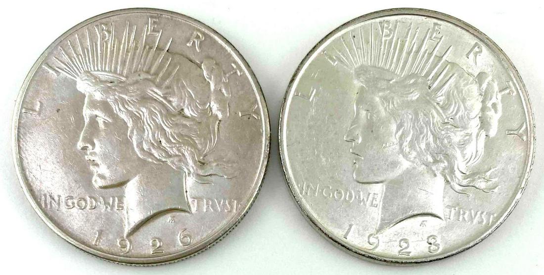 Group of 2 US Silver Peace Dollars (1 of 2)