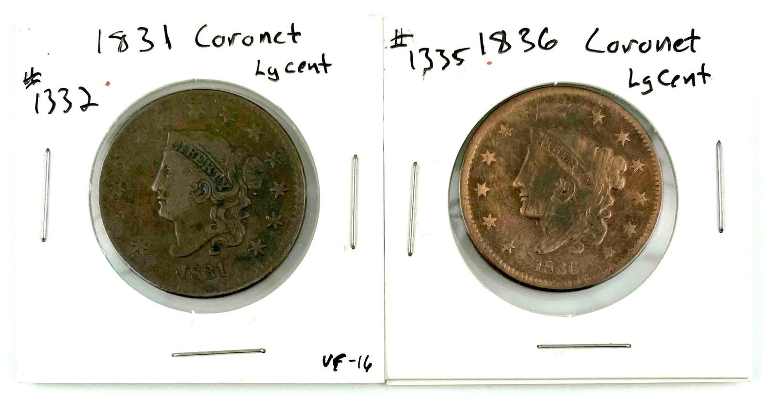 Group of 2 Early Large Cents 1831 1836 (1 of 2)