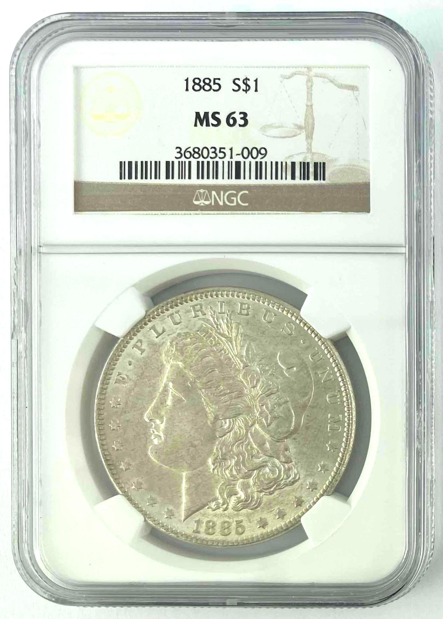 1885 P Morgan Silver Dollar NGC MS63 (1 of 2)
