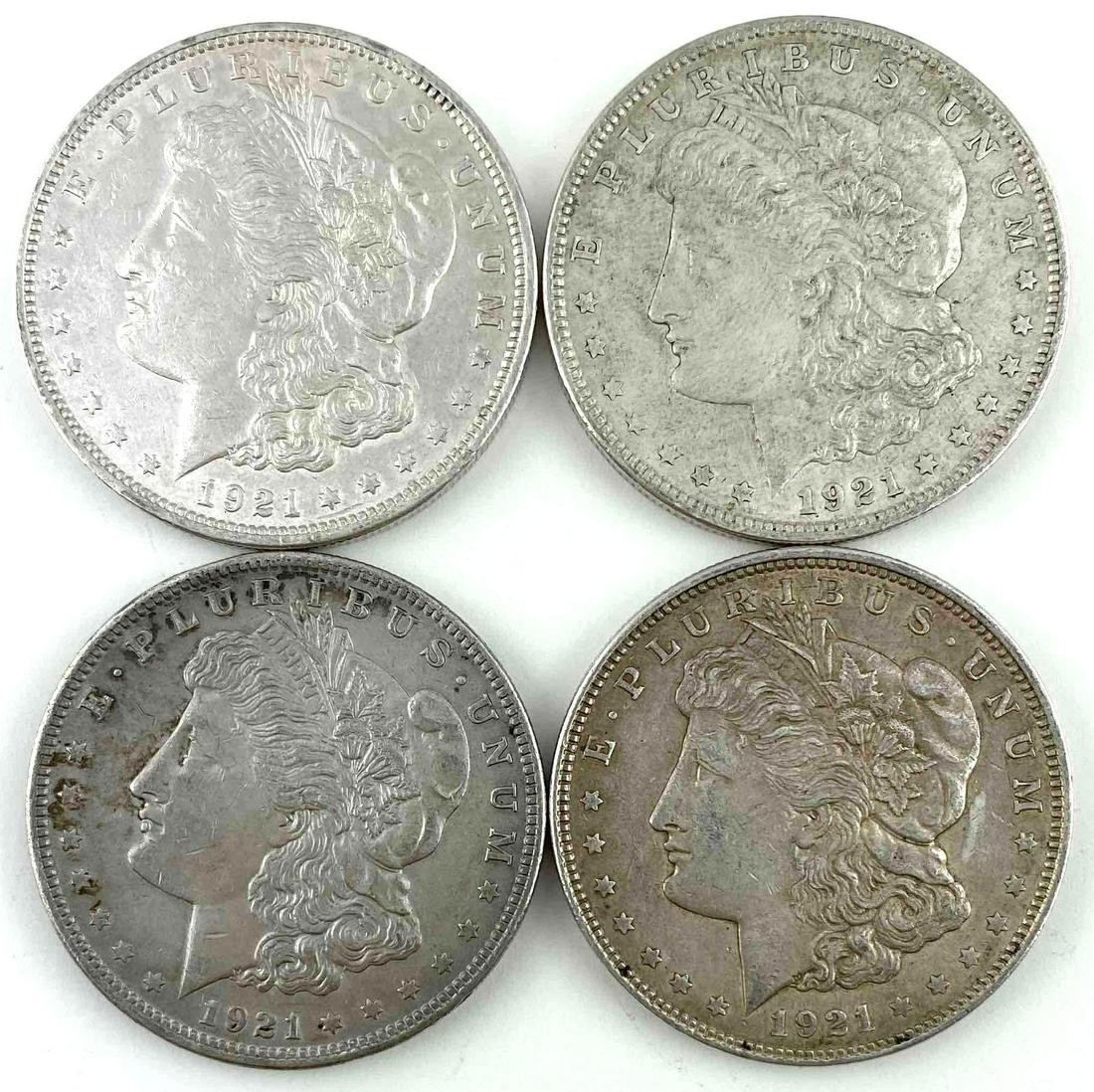 Group of 4 1921 US Morgan Silver Dollars (1 of 2)