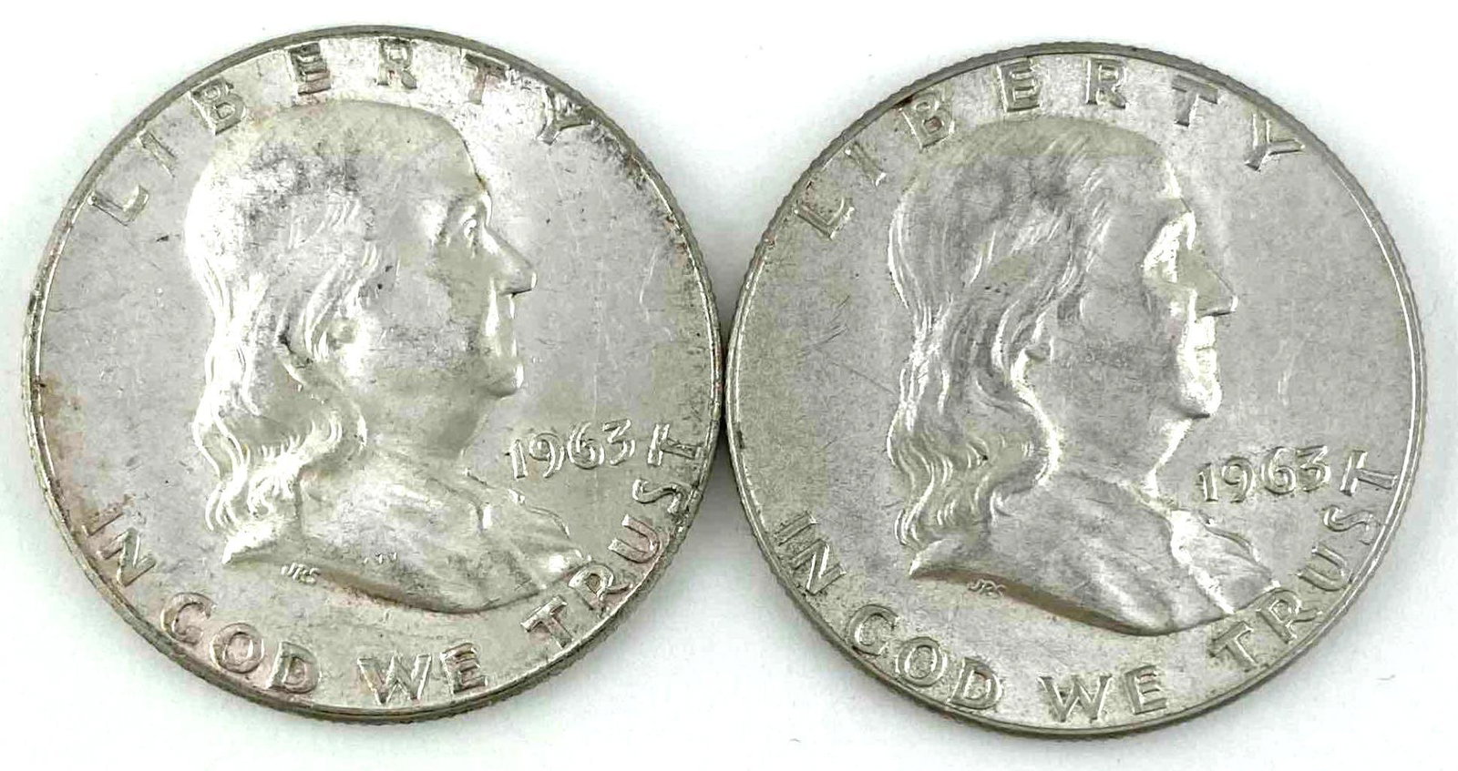 Group of 2 1963 Franklin Silver Half dollars (1 of 2)