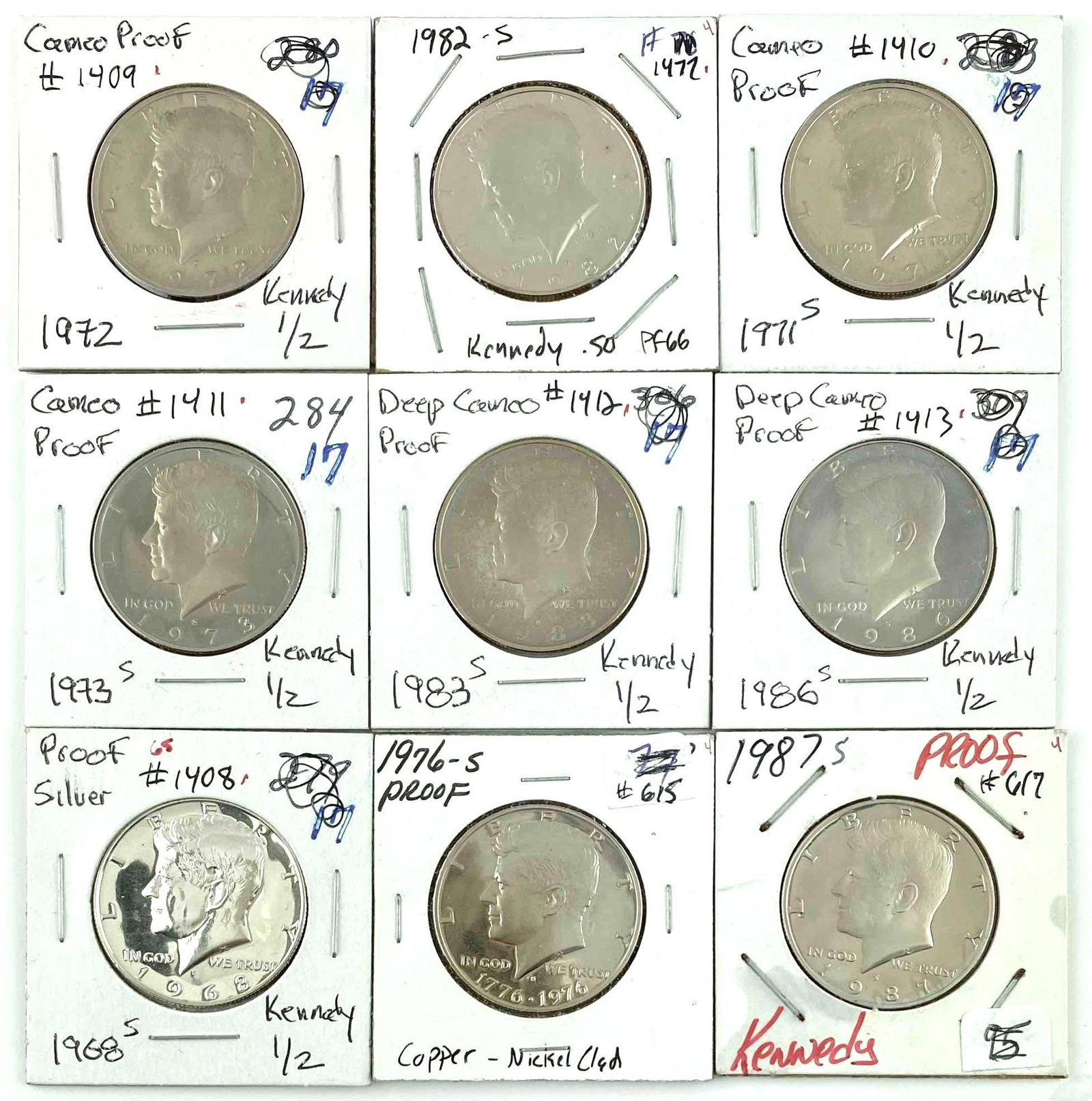 Group of 9 Proof Kennedy Half Dollars (1 of 2)
