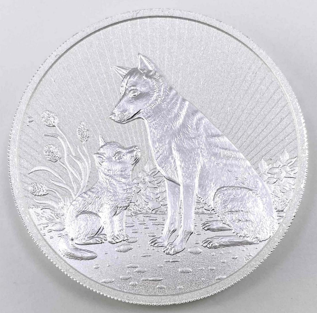 2022 2 Oz 9999 Silver Round Piedfort $2 Australian Silver Dingo Mother & Baby BU: Limited Mintage for these Australian 2 oz Rounds. Investment piece!
