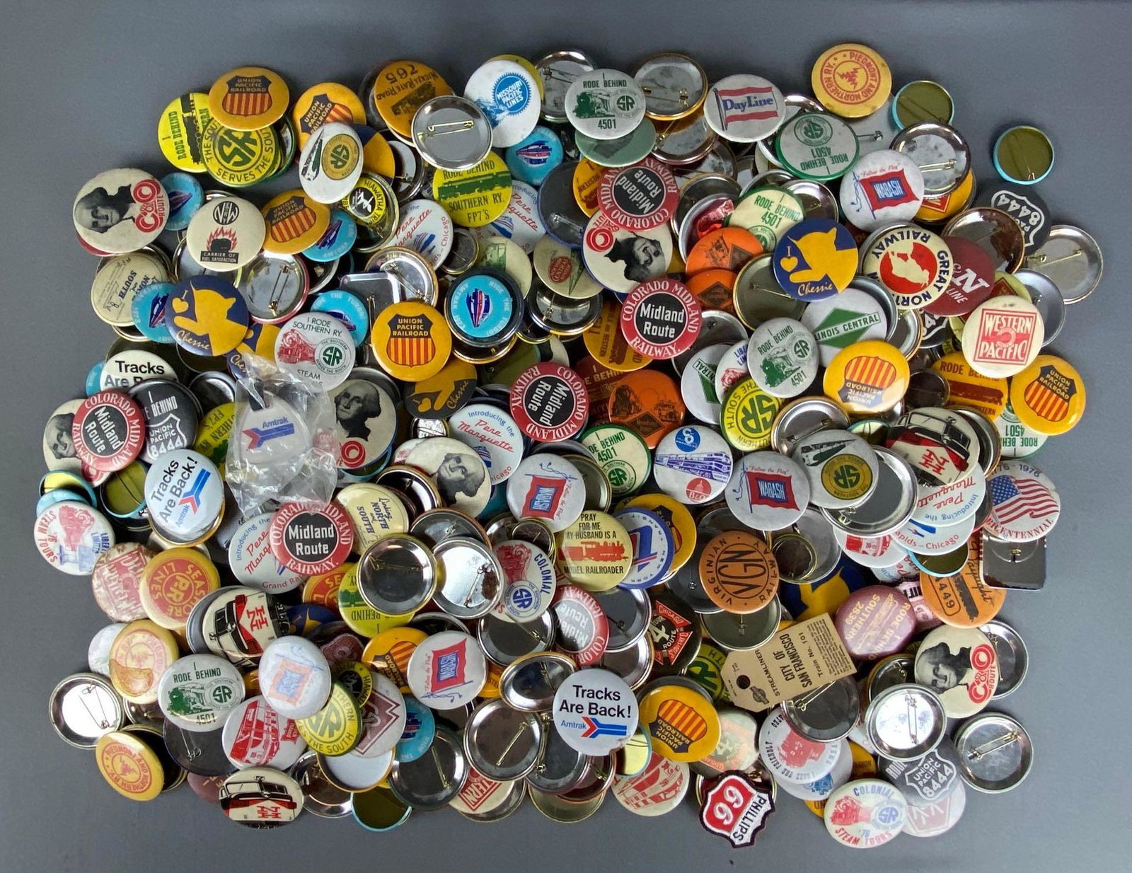 Group of 200+ Assorted Railroad Buttons, Patches, and More (1 of 3)