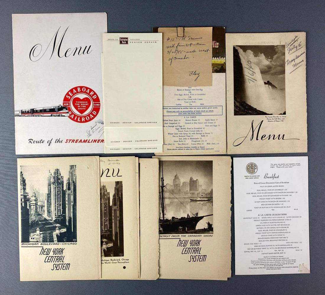 Group of 10+ Assorted Railroad Menus (1 of 5)