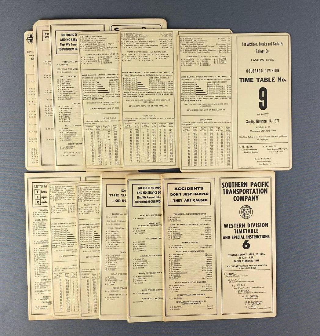 Group of 12 Assorted Railroad Employee Timetables (1 of 3)
