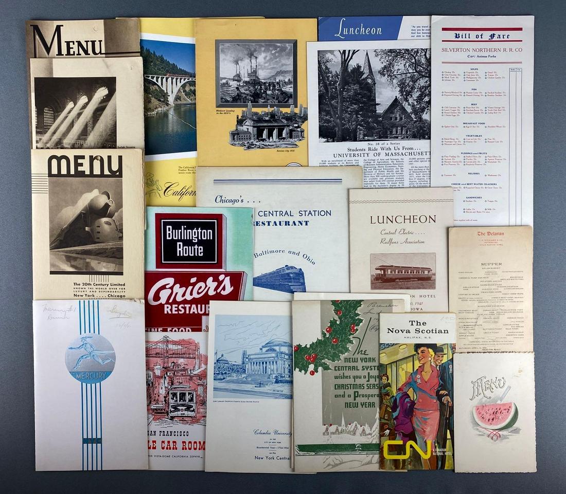 Group of 15+ Assorted Railroad Menus (1 of 5)